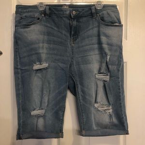 NY & Co distressed Bermuda shorts